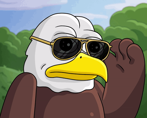 Bald Eagle Wearing Sunglasses Adjusting Glasses