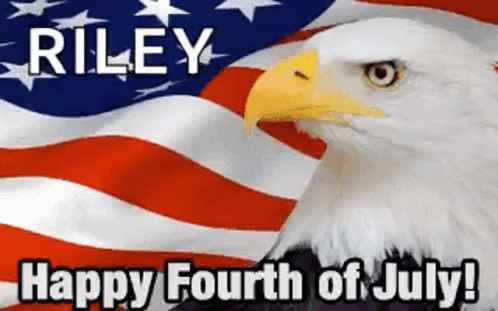Bald Eagle With American Flag Saying Happy Fourth Of July GIF