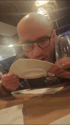 Bald Guy Plate Slurp GIF