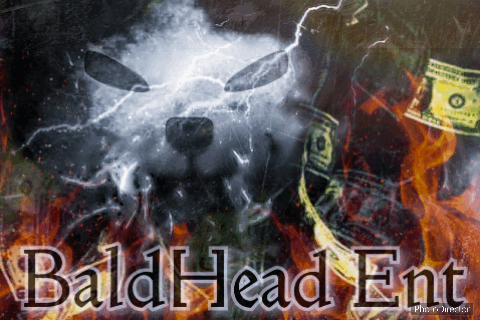Bald Head Entertainment On Fire Logo GIF