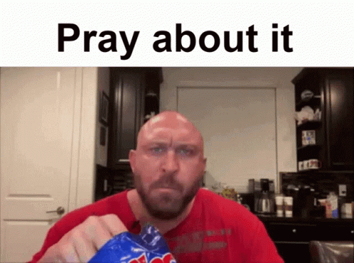 Bald Man Eating Did You Pray Today Meme GIF