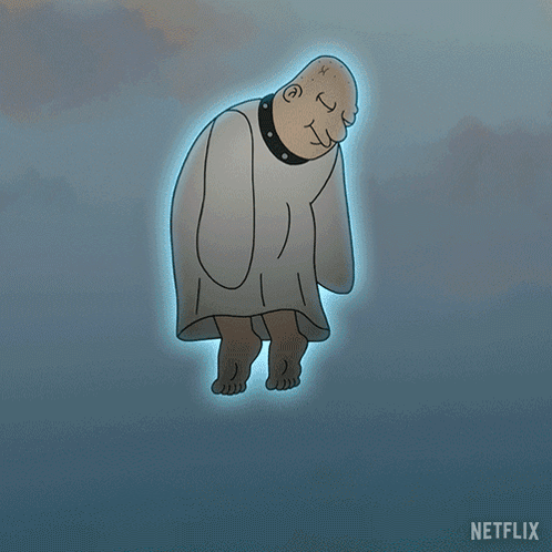 Bald Man Floating With Netflix Logo