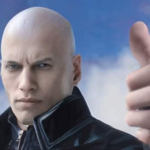 Bald Man in Black Jacket Thumbs Up