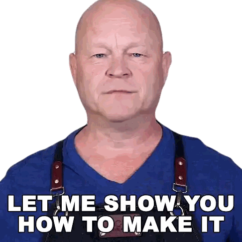 Bald Man in Blue Shirt and Apron