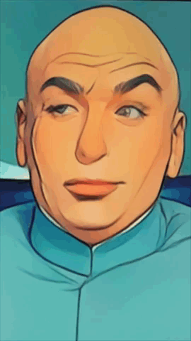 Bald Man in Blue Shirt