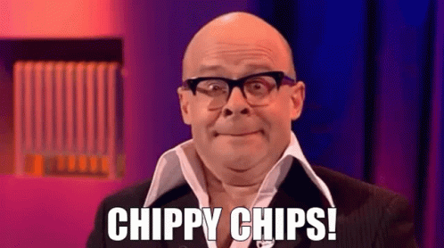Bald Man In Glasses And Suit Says Chippy Chips GIF