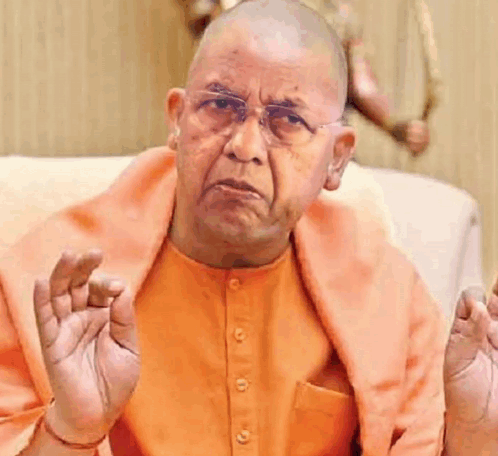 Bald Man In Orange Shirt And Glasses Sitting On Couch GIF