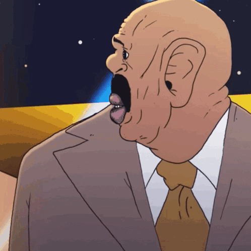 Bald Man In Suit And Tie Screaming GIF