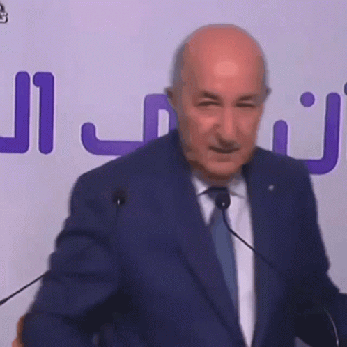 Bald Man In Suit And Tie Speaking At Microphones GIF