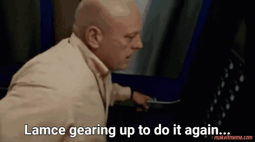 Bald Man In Suit Says Lance Gearing Up To Do It Again GIF