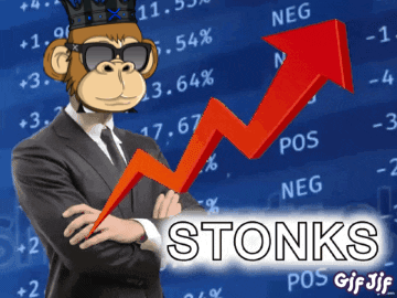 Bald Man in Suit Standing Before Stonks Equilibrium Chart