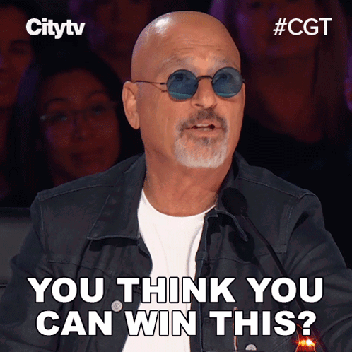 Bald Man in Sunglasses and Jacket Saying You Think You Can Win This