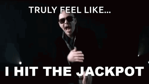 Bald Man In Sunglasses Making Funny Face Saying Truly Feel Like I Hit The Jackpot GIF