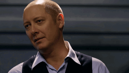 Bald Man In Vest And Striped Shirt GIF