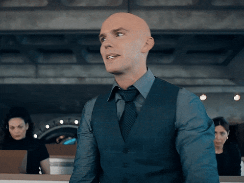 Bald Man in Vest and Tie