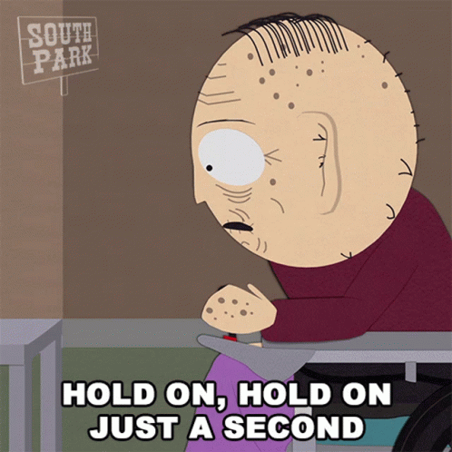 Bald Man in Wheelchair Hold On Just a Second