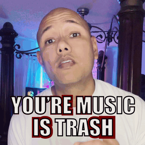 Bald Man in White Shirt Saying Music Is Trash
