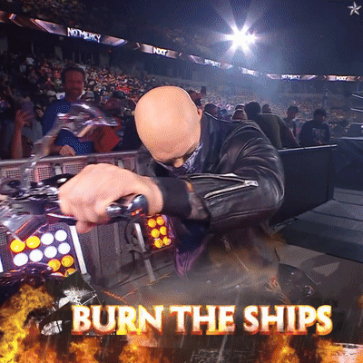 Bald Man Leather Jacket Crowd Burn the Ships