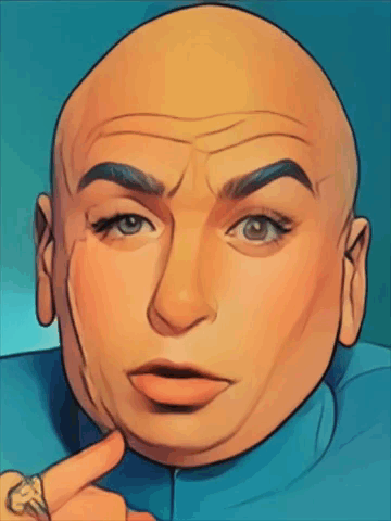 Bald Man Pointing at Face