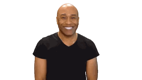 Bald Man Pointing to Shoulder