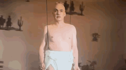 Bald Man Standing in Diaper