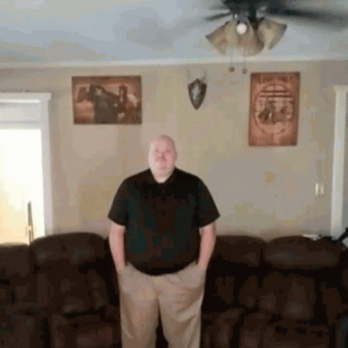 Bald Man Standing Still GIF