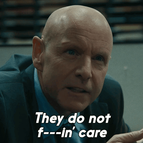 Bald Man Suit Says Do Not F-In Care