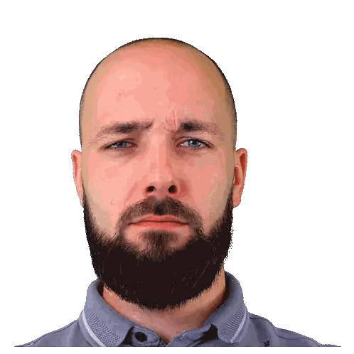 Bald Man with Beard and Blue Eyes