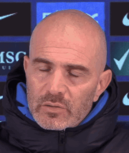 Bald Man With Beard In Black Jacket And Blue Hood GIF