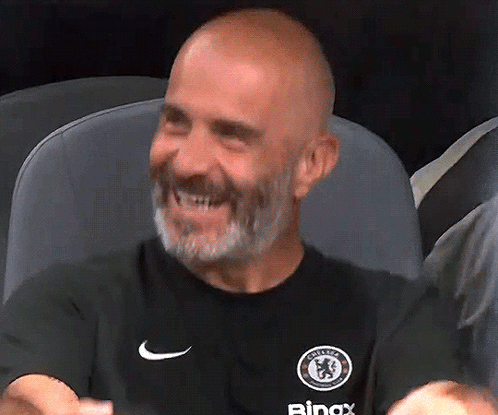 Bald Man With Beard In Black Nike Chelsea Shirt GIF