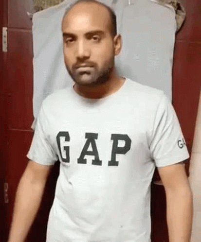 Bald Man With Beard in Gap T-Shirt