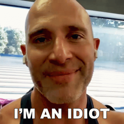 Bald Man With Beard Smiling I'm An Idiot GIF