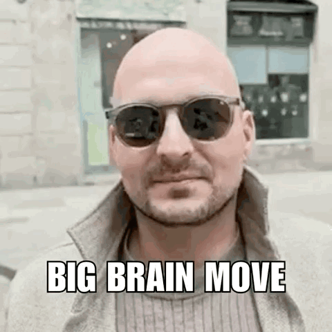 Bald Man With Beard Sunglasses Saying Big Brain Move