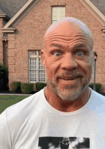 Bald Man With Beard Wearing White Shirt GIF