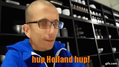 Bald Man With Glasses And Blue Jacket Hup Holland Hup GIF