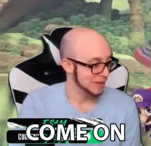 Bald Man With Glasses Beard And Come On Sign GIF
