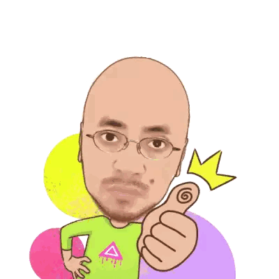 Bald Man with Glasses Giving Thumbs Up