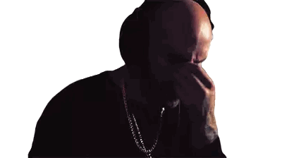 Bald Man With Headphones Looking Down