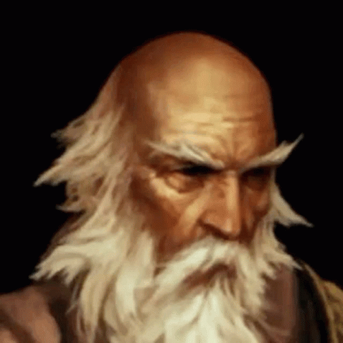 Bald Man With Long Beard And Mustache Looking GIF