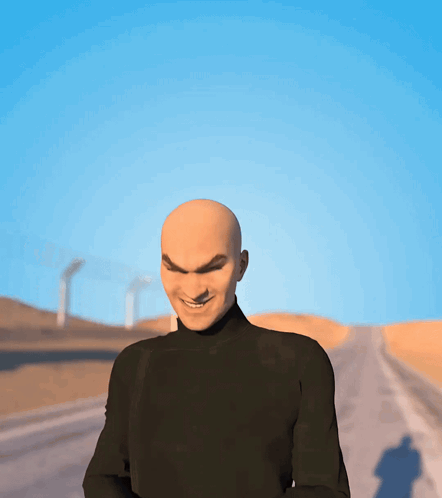 Bald Smiling Man in Black Shirt