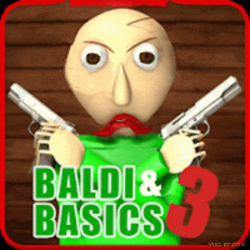 Baldi Holding A Gun GIF