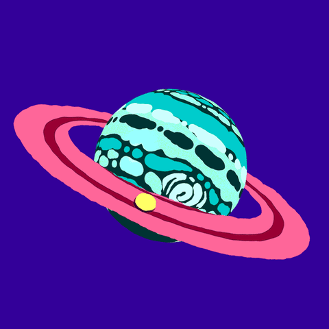 Ball Bouncing Around Saturn GIF