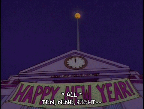 Ball Drop New Year Countdown The Simpsons GIF