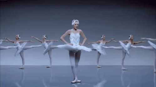 Ballerinas in White Tutus Dancing in a Line