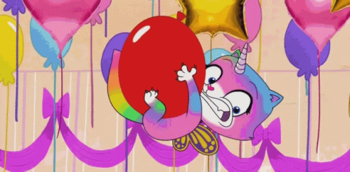 Balloon Pop Rainbow Butterfly Unicorn GIF