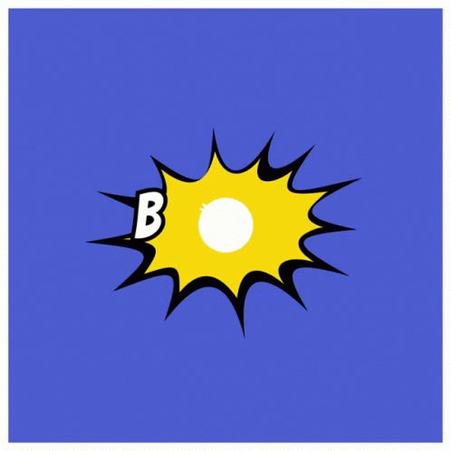 Bam in Black and White on Blue and Yellow