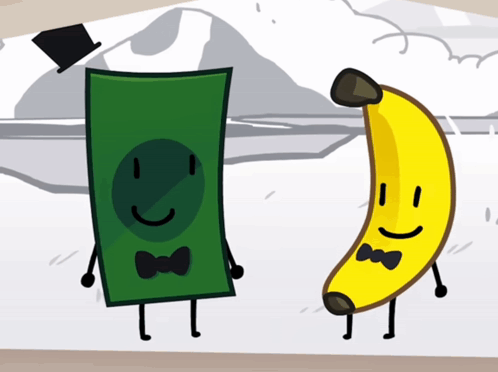 Banana and Dollar Bill Standing Together