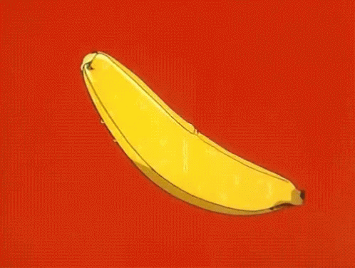 Banana Flying in Front of Sunburst Background
