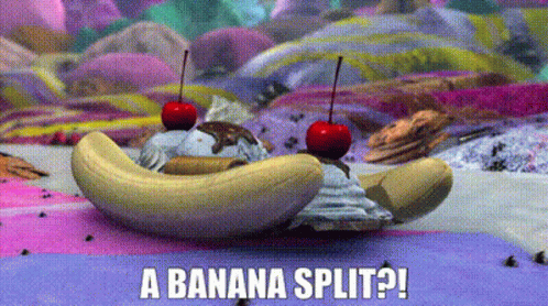 Banana Split With Ice Cream and Cherry
