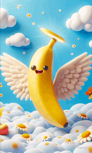 Banana With Angel Wings And Halo GIF
